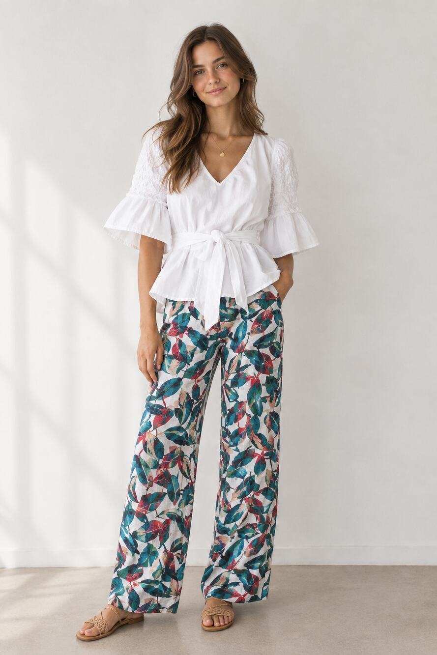 Onia Mila Floral Resortwear Pants Swim Beach Cruise Sz Medium Tropical